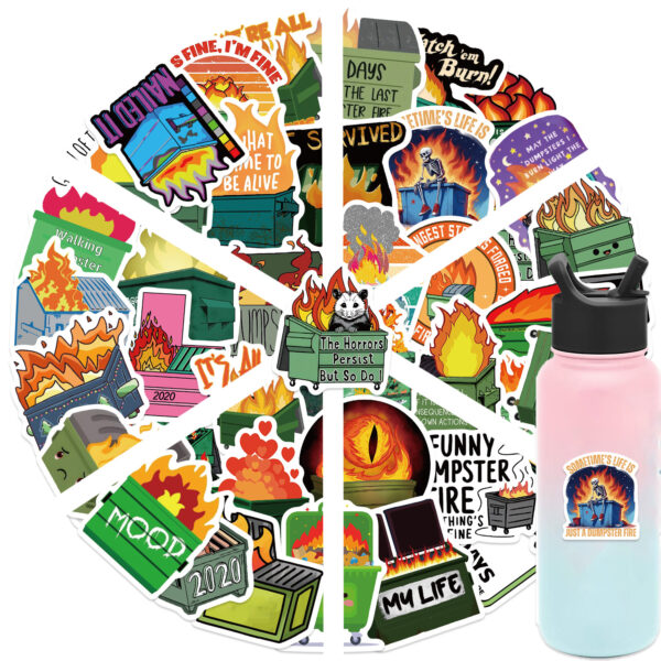 Wholesale cartoon dustbin fire series stickers DIY stickers