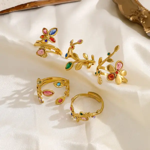 Wholesale PVD Coated 18K Gold Real Gold Plated Geometric 304 Stainless Steel Vacation French Style IG Style Waterproof Non Tarnish Open Rings