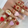 Vintage Red Oil Drop Ring For Women New Style Ins Famous Open Finger Ring Trendy Stainless Steel 304 Adjustable Size