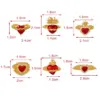 Wholesale Heart Shape Open Ring For Women In Copper With Electroplated Gold Plating And Enamel Craft Featuring Zircon Inlay
