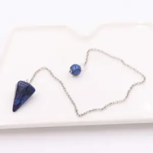 Lapis Lazuli / Tapered Natural Stone + Silver White Chain