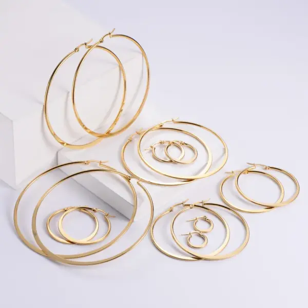 Imitation Gold 304 Stainless Steel Electroplating Solid Color Plating Earrings