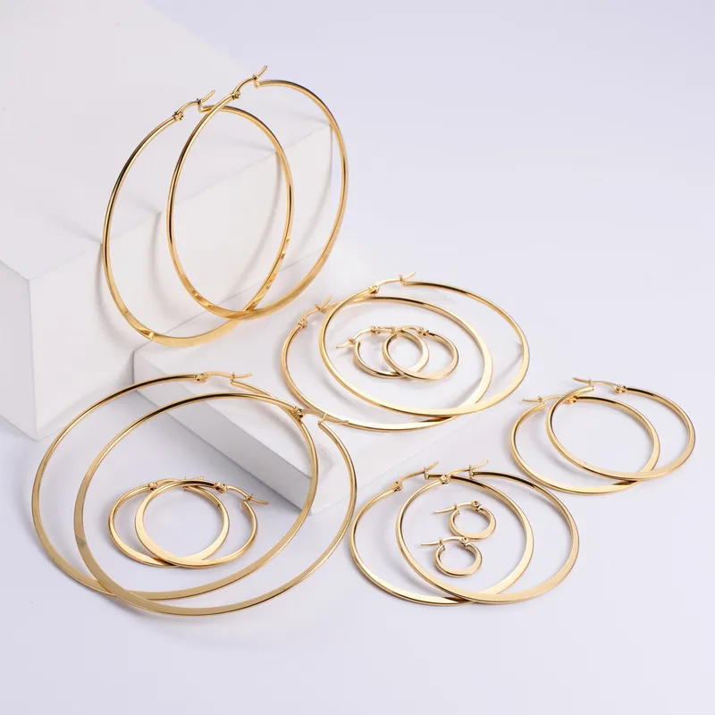 Wholesale Imitation Gold 304 Stainless Steel Electroplating Solid Color Plating Earrings