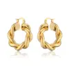 Fashion Retro Geometric Copper-plated Real Gold Earrings