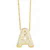 Wholesale Copper Gold Plated Simple Style Letter Inlay Zircon Pendant Necklace