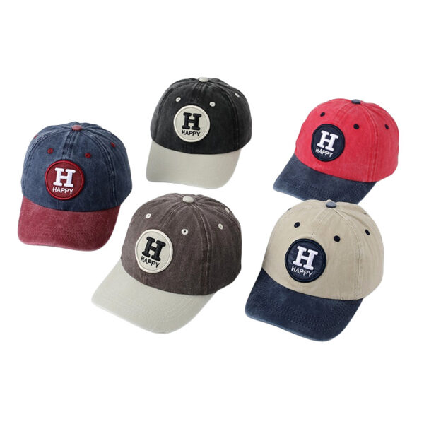 Wholesale Foreign trade chilen's hat BOSTON washed embroidered peaked cap spring and autumn boys and girls sun hat color matching baseball cap