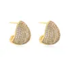 Wholesale 1 Pair Retro Simple Style Geometric Inlay Copper Zircon 18K Gold Plated Ear Studs