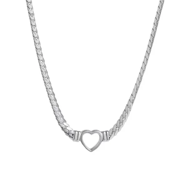 Wholesale Jewelry Lady Heart Shape Titanium Steel Plating Necklace