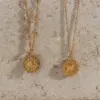 Wholesale PVD Coated Real Gold Plated 18K Gold Sun 304 Stainless Steel Retro Waterproof Non Tarnish 304 Stainless Steel Necklace