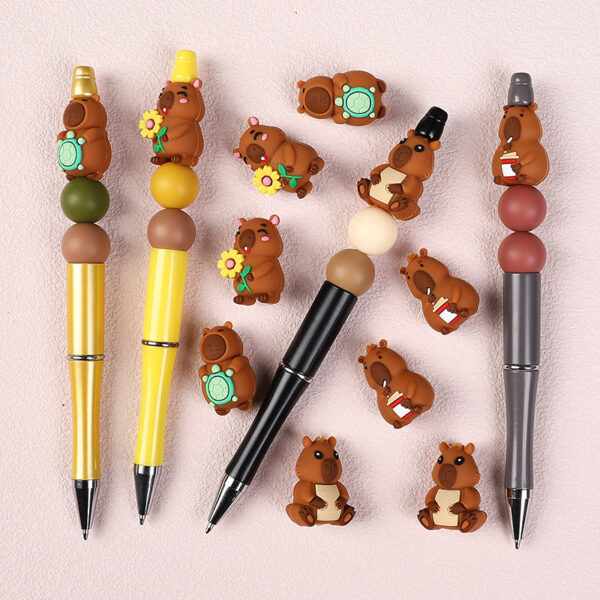 Wholesale Cross-Border Cartoon Capybara Silicone Beads 3D Capybara Jewelry DIY Bracelet Necklace Animal Silicone Beads