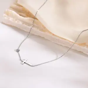 Cross Necklace: / Steel Color