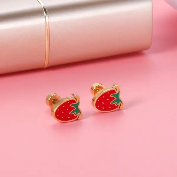 Cute Rainbow Fruit Shell Stainless Steel Ear Studs 1 Pair