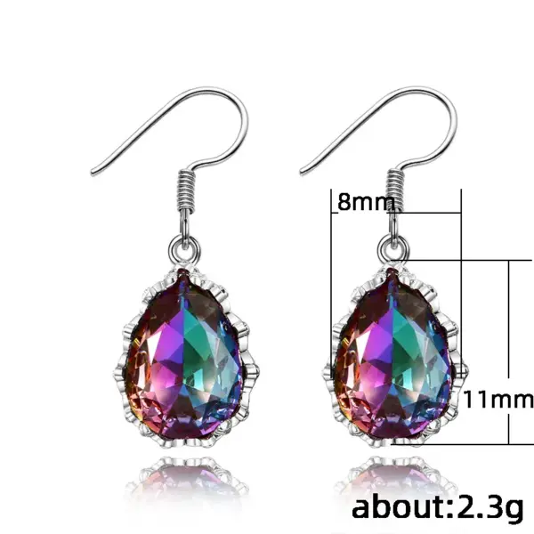 Wholesale Retro Water Droplets Inlaid Crystal Copper Artificial Gemstones Crystal Earrings