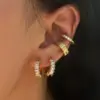 Wholesale 1 Pair Simple Style Solid Color Inlay Titanium Steel Zircon Earrings