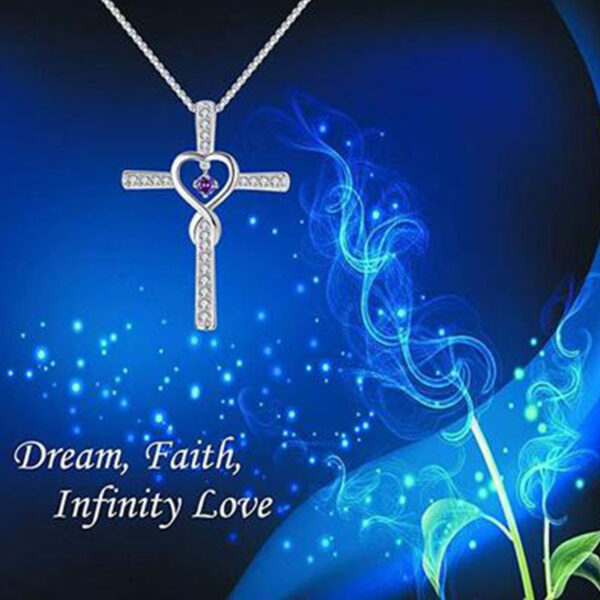 Wholesale Cross-border wish European and American fashion cross religious inlaid zircon pendant necklace love-shaped necklace jewelry