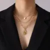 Wholesale PVD Coated Real Gold Plated 18K Gold Geometric 304 Stainless Steel Fashion Waterproof Non Tarnish 304 Stainless Steel Necklace