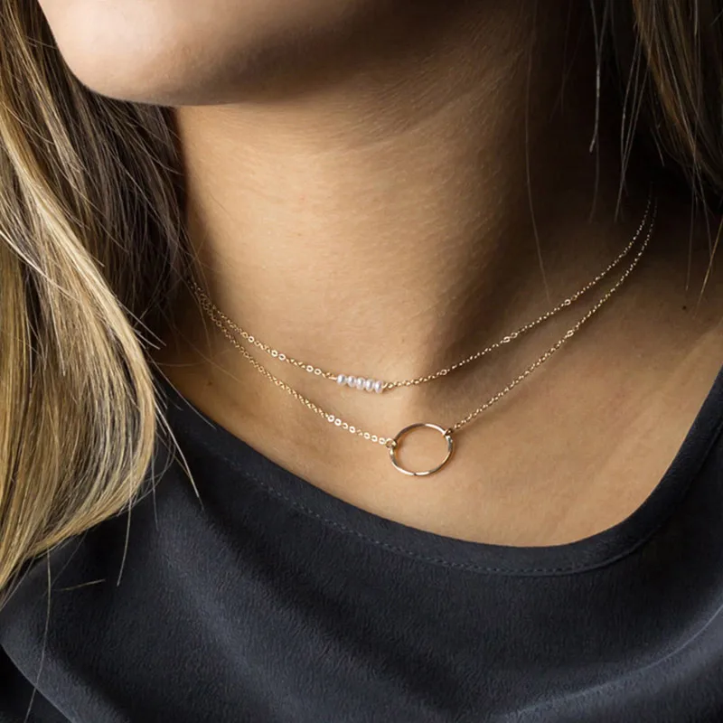 Wholesale PVD Coated 14K Gold Real Gold Plated Geometric Stainless Steel Fashion Waterproof Non Tarnish 304 Stainless Steel Necklace