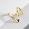 PVD Coated Real Gold Plated 18K Gold Waves 304 Stainless Steel Hip-Hop Modern Style Waterproof Non Tarnish Open Rings