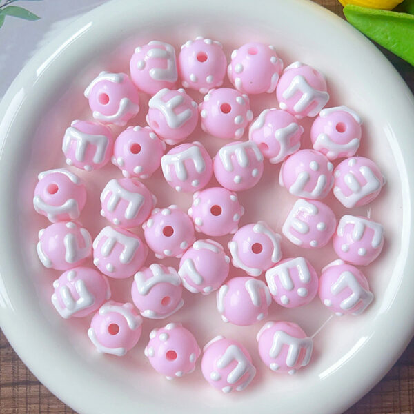 Wholesale Cream acrylic through-hole loose beads