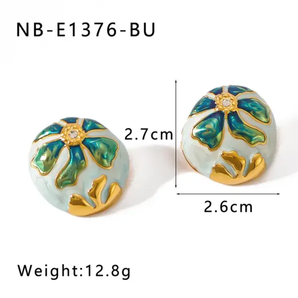 304 Stainless Steel Flower PVD Coated Rhinestones 18K Gold 18K Real Gold Plated Real Gold Plated Simple Style Classic Style IG Style Waterproof Non Tarnish Exy Ear Studs