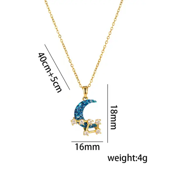 PVD Coated Real Gold Plated 18K Gold Star Moon Planet Stainless Steel Casual Simple Style Waterproof Non Tarnish Titanium Steel Pendant Necklace