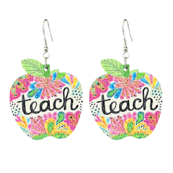 Wholesale Amazon Cross-border Source Teachers Thank Zhou School for Theme Textual Wood Earrings Graduation Season Text Earrings