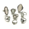 Wholesale national style ring geometric gem drop shaped joint ring eight piece set