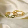 Wholesale Jewelry Vintage Style Rectangle Copper Zircon PVD Coated Plating Open Ring