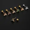 1 Piece Simple Style Round Inlay Stainless Steel Zircon Ear Studs