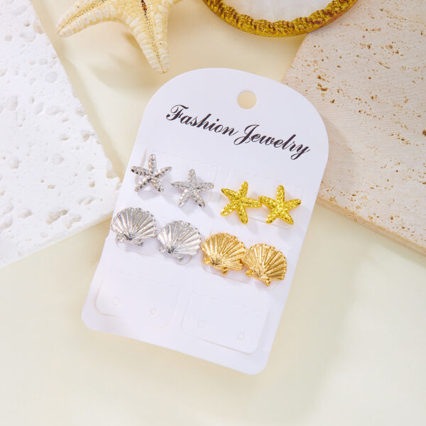 Wholesale New Arrival Earrings Women's Korean Style Fresh Oil Dropping Starfish Shell Earrings suit Creative Fashion Stars Girls Jewelry