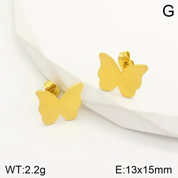 Wholesale 304 Stainless Steel Butterfly Bow Knot Ion Plating (IP) 18K Real Gold Plated Classic Style Waterproof Non Tarnish Enamel Three-dimensional Gold Steel Color Drop Earrings Ear Studs