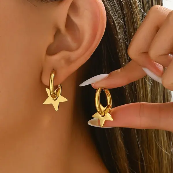 304 Stainless Steel Star Electroplating K Gold Plated Gold Plated Elegant Cute Drop Earrings Ear Studs