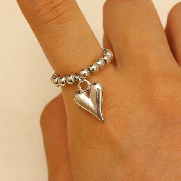 Wholesale Handmade beaded elastic cord heart pendant ring