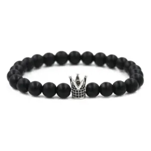 Matte Black Stone White Gold Color Black Zirconium Crown