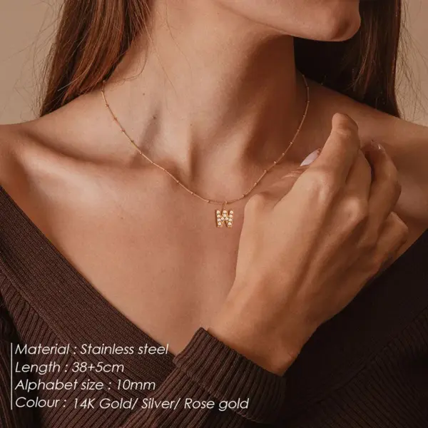 Wholesale PVD Coated Real Gold Plated Letter Stainless Steel Vintage Style Waterproof Non Tarnish 304 Stainless Steel Pendant Necklace