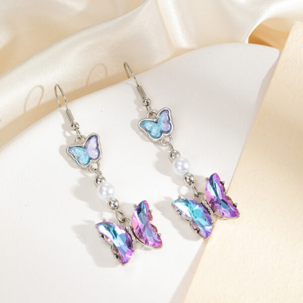 oly-80cf669ebd68b23d2aaf98ab01c59dd6 Wholesale Silver needle dopamine gradient butterfly diamond pearl earrings niche design sweet cool style personality all-match earrings