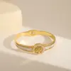 Simple Style Classic Style Tree Solid Color Flower 304 Stainless Steel 18K Gold Plated Zircon Bangle In Bulk