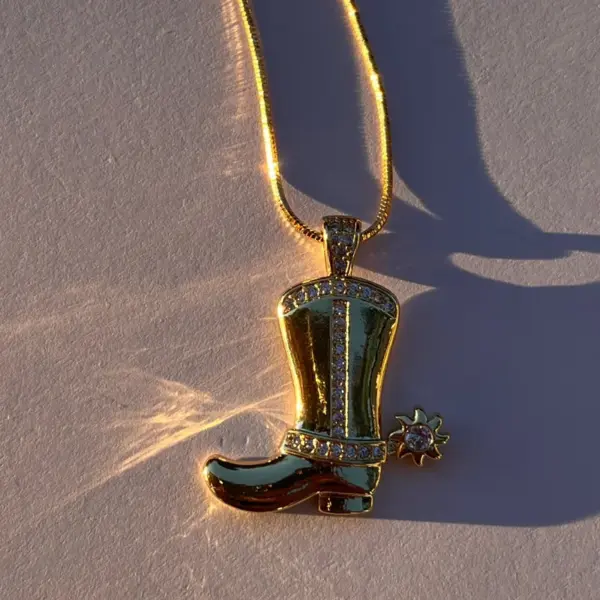 Ion Plating (IP) 18K Gold Plated Star Boots 201 Stainless Steel 304 Stainless Steel Casual Elegant Streetwear Waterproof Non Tarnish 201 Stainless Steel Lobster Trigger Clasp Closure Pendant Necklace