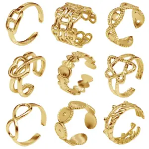 Wholesale Retro Geometric Eye Solid Color Titanium Steel Plating Rings 1 Piece
