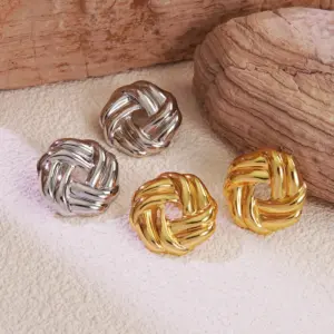 Wholesale 1 Pair Elegant Simple Style Commute Round Hollow Out 304 Stainless Steel Imitation Gold Electroplating Ear Studs