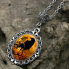 Wholesale 1 Pc Gothic Crow Oval Glass Pendant Necklace, Men Fashion Punk Style Jewelry Gift