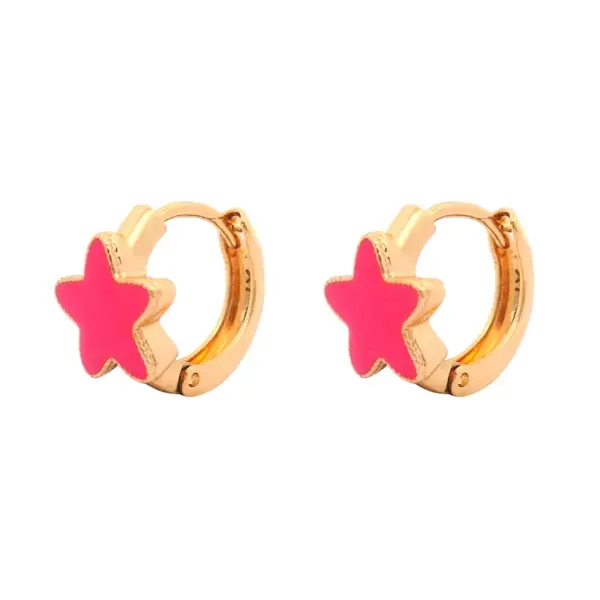 Wholesale 1 Pair Cute XUPING Sweet Star Enamel Plating Copper 18K Gold Plated Hoop Earrings