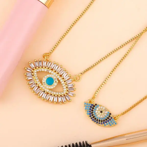 Wholesale Colorful Eye Eye Copper Retro Fashion Necklace