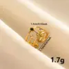 Ion Plating (IP) Real Gold Plated 18K Gold Geometric Sun Moon 304 Stainless Steel French Style Modern Style Waterproof Non Tarnish Open Rings