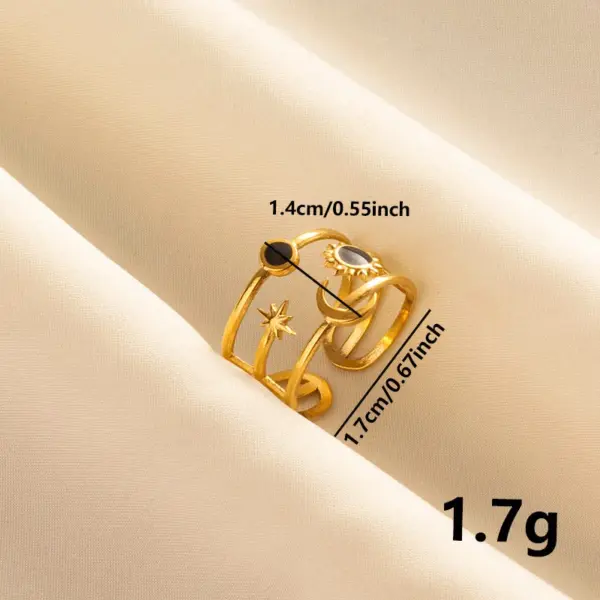 Ion Plating (IP) Real Gold Plated 18K Gold Geometric Sun Moon 304 Stainless Steel French Style Modern Style Waterproof Non Tarnish Open Rings