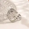 Wholesale Ion Plating (IP) 18K Gold Plated Lines 304 Stainless Steel Simple Style IG Style Waterproof Non Tarnish Open Rings