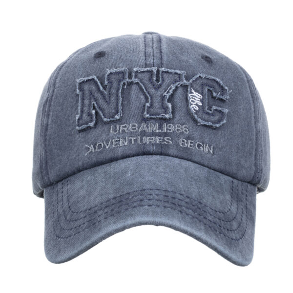 Wholesale Cross-Border Washed Cotton Amazon Letter Nyc Embroidered Baseball Cap Washed Distressed Letter Peaked Cap Wholesale B1174