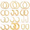 Wholesale PVD Coated 18K Gold Real Gold Plated Geometric 201 Stainless Steel Fashion Waterproof Non Tarnish Earrings