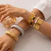 Wholesale 304 Stainless Steel Solid Color PVD Coated 18K Real Gold Plated Simple Style Waterproof Non Tarnish Bangle