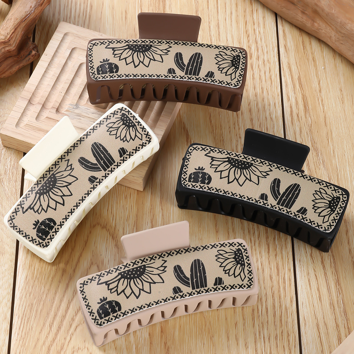 Wholesale Multicolored cactus square hair clip